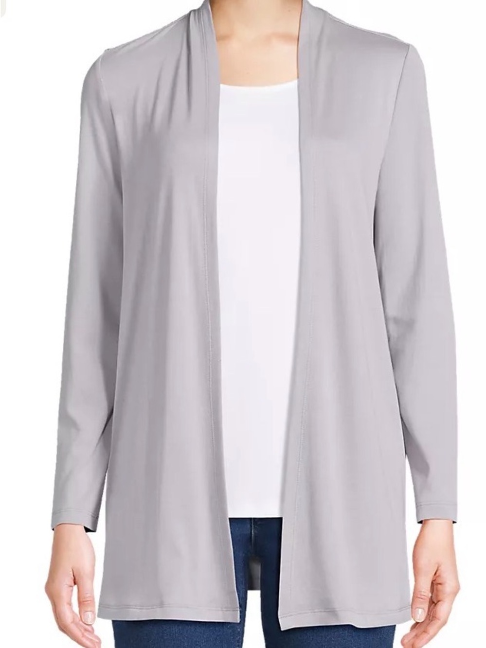 cleo Light Gray Open-Front Women's Cardigan